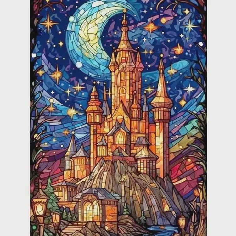 Resin Art Work - لوحة الماس، قلعة من الحكايات الخيالية،
