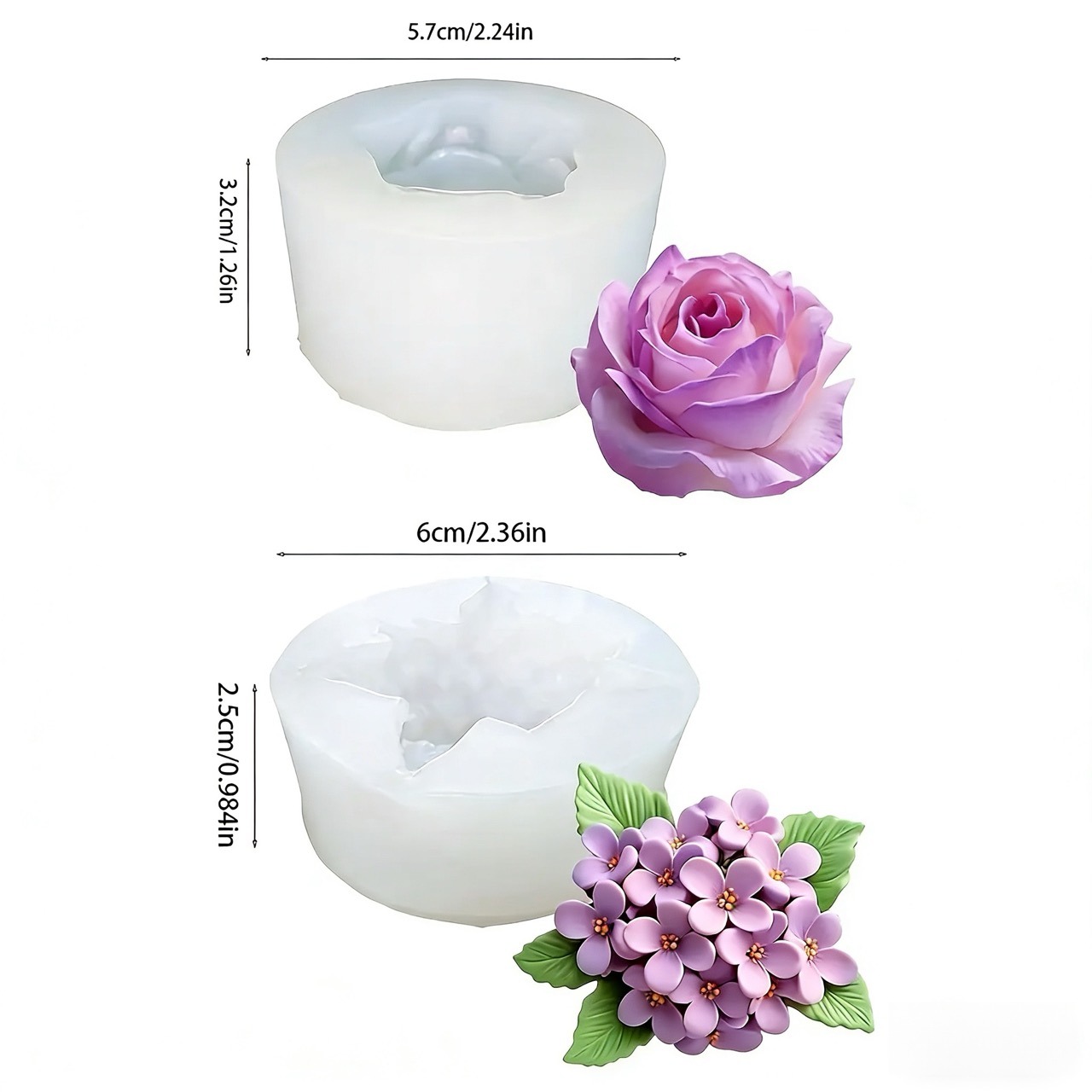 قطعتان من قوالب السيليكون لزهر - مراجعة Resin Art Rose وسعره