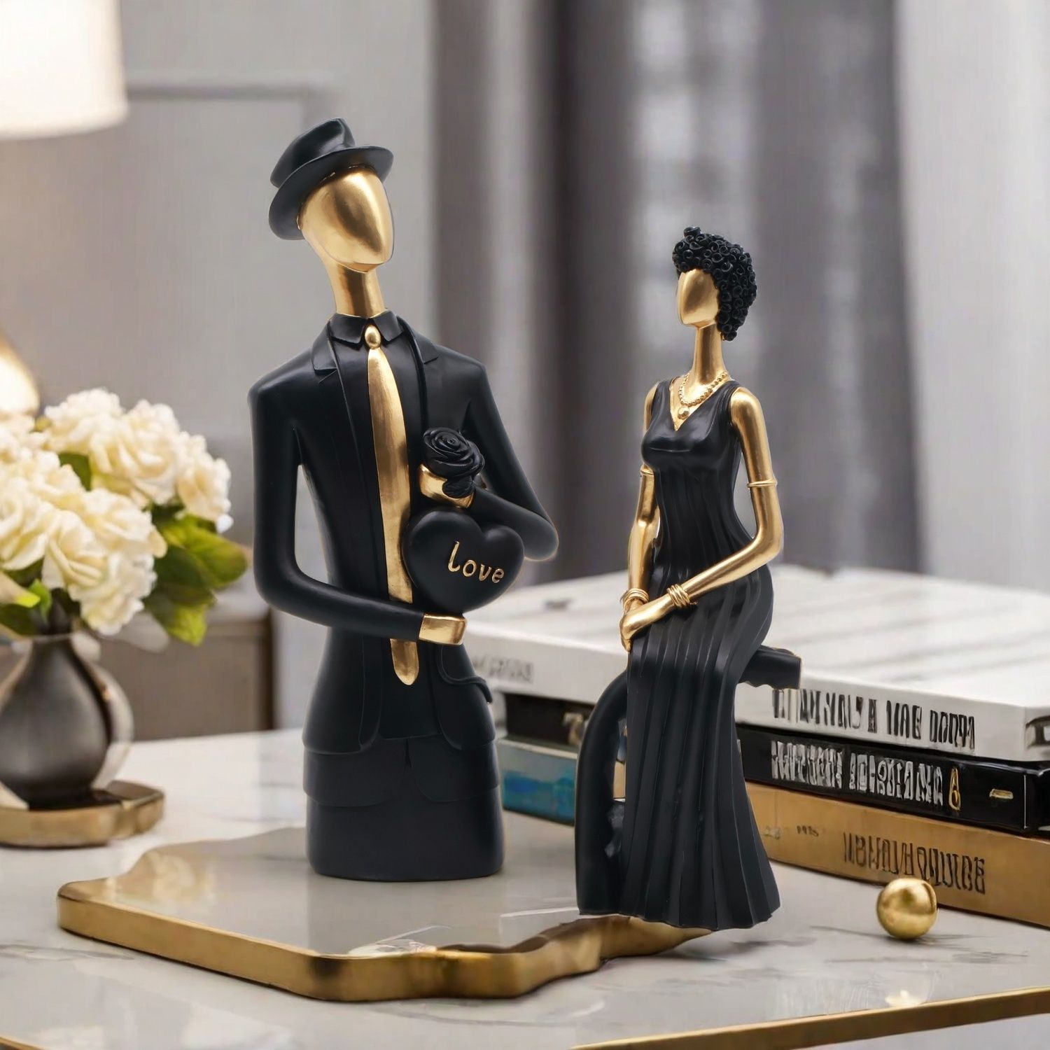 تمثال ديكور من الراتنج بتصميم  - مراجعة Resin Art Wedding Gift وسعره
